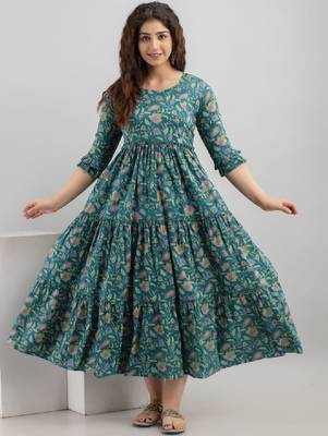 Pure cotton printed pregnancy wear maternity maxi dress with nursing zipper 1