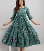 Pure cotton printed pregnancy wear maternity maxi dress with nursing zipper