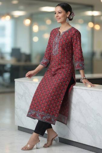 Women floral printed flared sleeves kurta