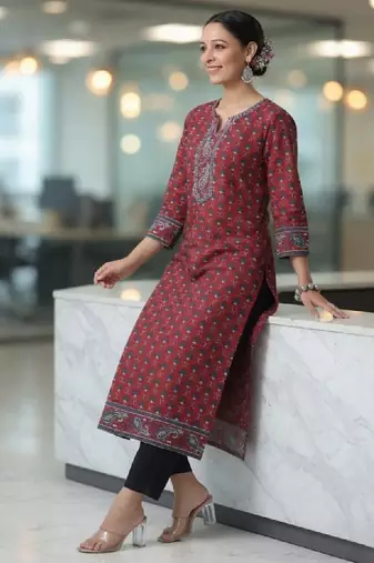 Women floral printed flared sleeves kurta