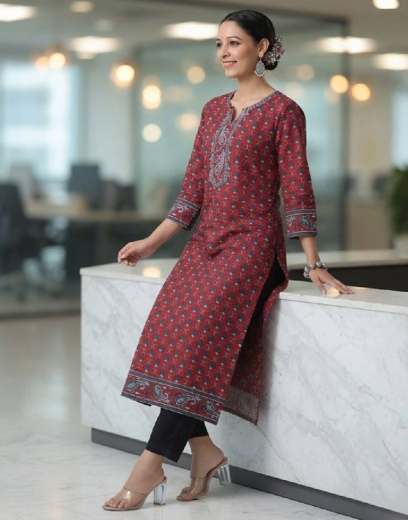 Women floral printed flared sleeves kurta
