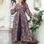 Floral printed v-neck mirror work anarkali kurta