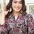 Floral printed v-neck mirror work anarkali kurta
