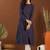 Ethnic woven design round neck panelled cotton a-line kurta