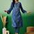 Navy blue embroidered notch neck flared sleeves chikankari straight kurtas