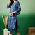 Navy blue embroidered notch neck flared sleeves chikankari straight kurtas
