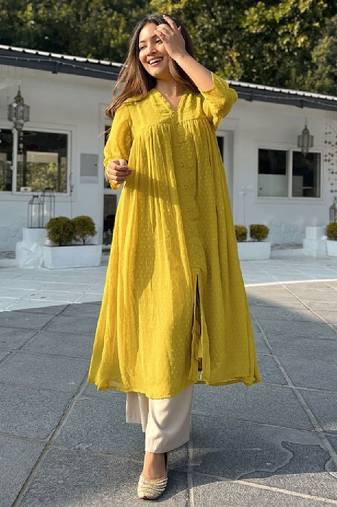Dobby chiffon kurta