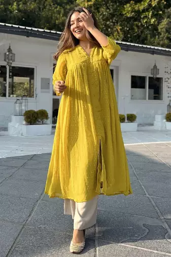 Dobby chiffon kurta