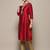 Ethnic motifs yoke design band collar straight kurta