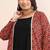 Plus size geometric printed gotta patti cotton anarkali kurta with jacket