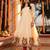 Ethnic motifs printed thread work chanderi cotton anarkali kurta for women