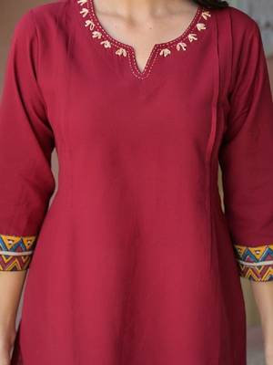 Round neck cotton straight kurta 4