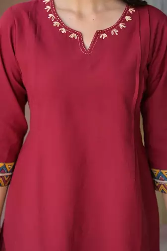 Round neck cotton straight kurta