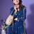Floral embroidered v-neck mirror work georgette anarkali kurta with dupatta
