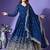 Floral embroidered v-neck mirror work georgette anarkali kurta with dupatta