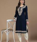 Women floral kashmiri aari embroidered viscose rayon slim fit kurta