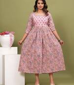 Floral printed pleated gotta patti maternity pure cotton anarkali kurta