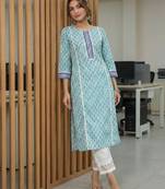 Ethnic motifs printed round neck pure cotton straight kurta