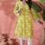 Black floral printed v-neck thread work pure cotton straight kurta
