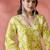 Black floral printed v-neck thread work pure cotton straight kurta
