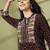 Floral printed mandarin collar stones detail a-line kurta