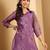 Floral printed cuff sleeves shirt collar chanderi silk straight kurta