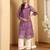 Floral printed cuff sleeves shirt collar chanderi silk straight kurta