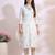 Floral embroidered v-neck thread work pure cotton straight kurta