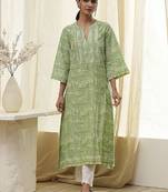 Geometric printed mnadarian collar pure cotton a-line republic day republic day kurta
