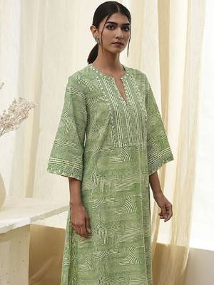 Geometric printed mnadarian collar pure cotton a-line republic day republic day kurta 2