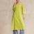 Floral embroidered cotton bell sleeves round neck straight kurta