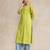 Floral embroidered cotton bell sleeves round neck straight kurta