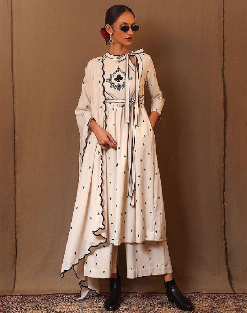 Geometric printed pure cotton straight kurta