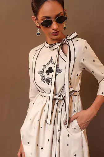 Geometric printed pure cotton straight kurta