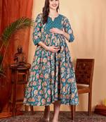 Women floral printed maternity anarkali kurta