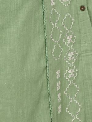Floral printed panelled mandarin collar cotton straight kurta 2