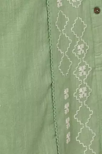 Floral printed panelled mandarin collar cotton straight kurta