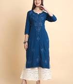 Women rayon chikankari embroidered kurta