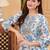 Floral printed gotta patti round neck pure cotton straight kurta