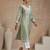 Women green chanderi chikankari embroidered kurta
