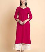 Women rayon chikankari embroidered kurta