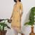 Floral embroidered thread work v-neck straight kurta