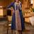 Navy blue ethnic motifs printed notch neck cotton a-line flared kurta