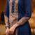 Navy blue ethnic motifs printed notch neck cotton a-line flared kurta