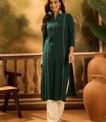 Pleated mandarin collar straight kurta