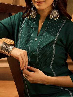 Pleated mandarin collar straight kurta 2