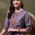 Embroidered thread work round neck straight kurta