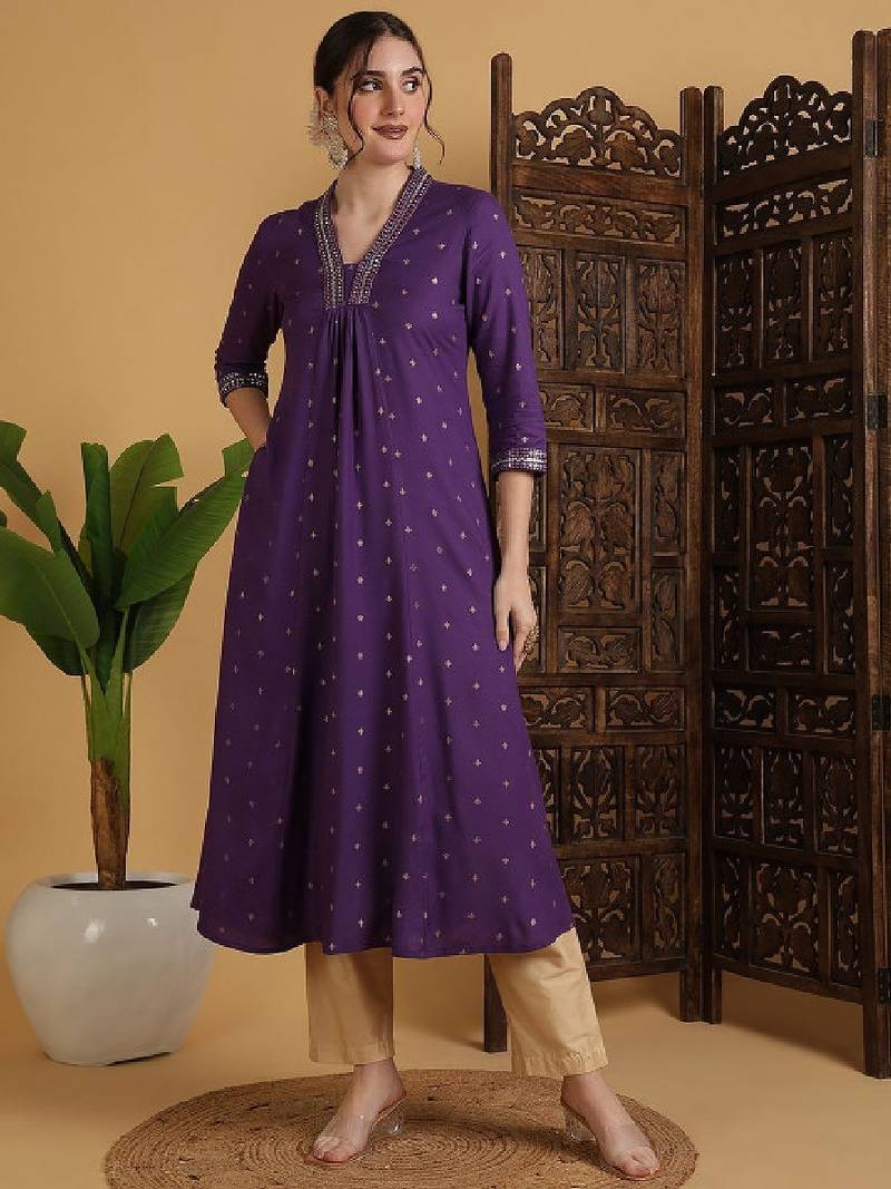 Embroidered anarkali kurta