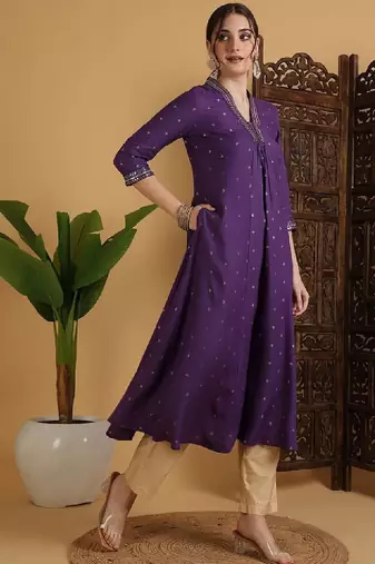 Embroidered anarkali kurta