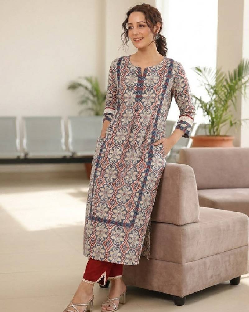 Women ethnic motifs printed kurta